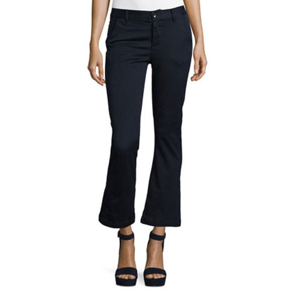 FRAME Le Crop Mini Boot-Cut Chino Pants in Navy Blue Size 26 - Picture 1 of 5